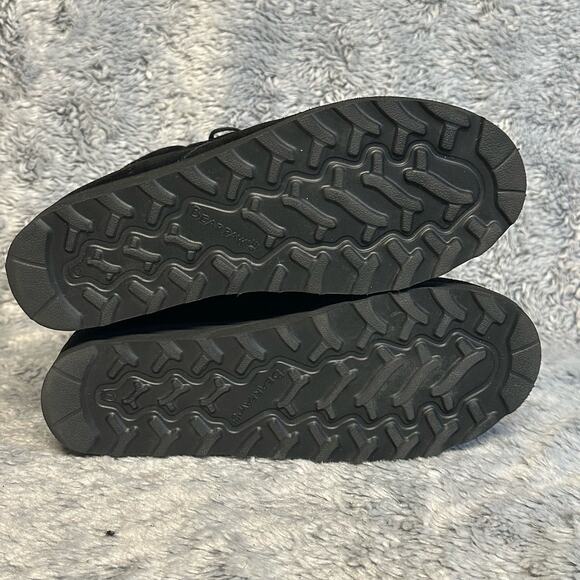 Bearpaw Phoebe Black Suede Sheepskin Lace Up Ankle Boots Size 7 Hidden Wedge - Picture 8 of 10